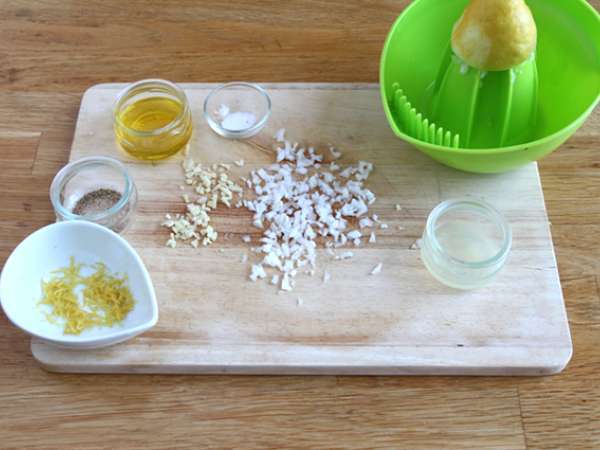 Cukini, keju kambing dan salad lemon - Persiapan langkah 1