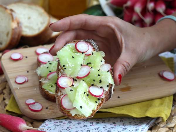 Sandwich keju krim mentimun dan lobak - Persiapan langkah 5