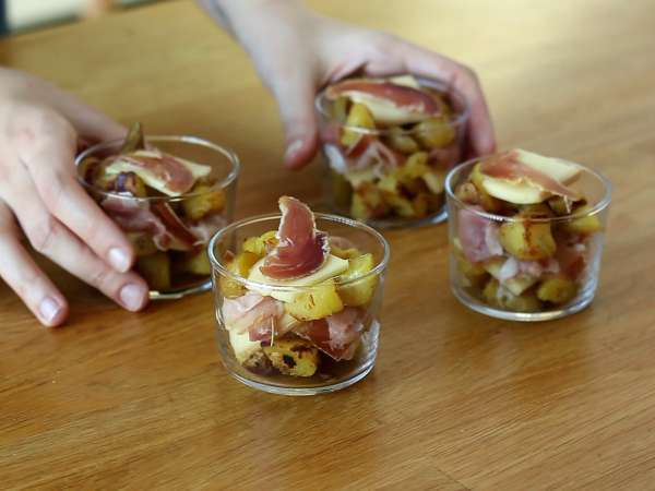 Verrines of raclette (tanpa alat): untuk dinikmati bahkan sebagai minuman beralkohol - Persiapan langkah 5