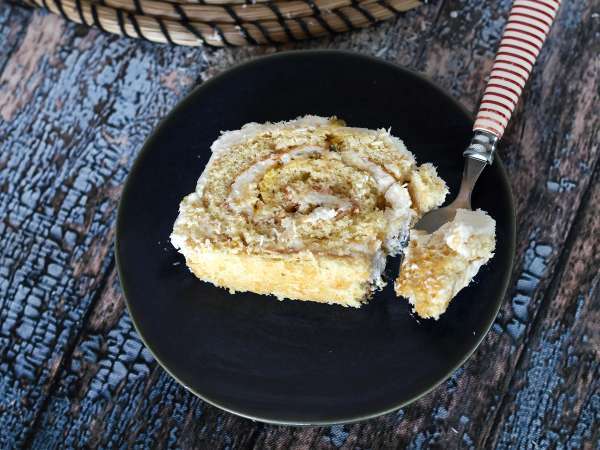 Gulungan markisa kelapa, sempurna sebagai batang kayu Yule - Persiapan langkah 8