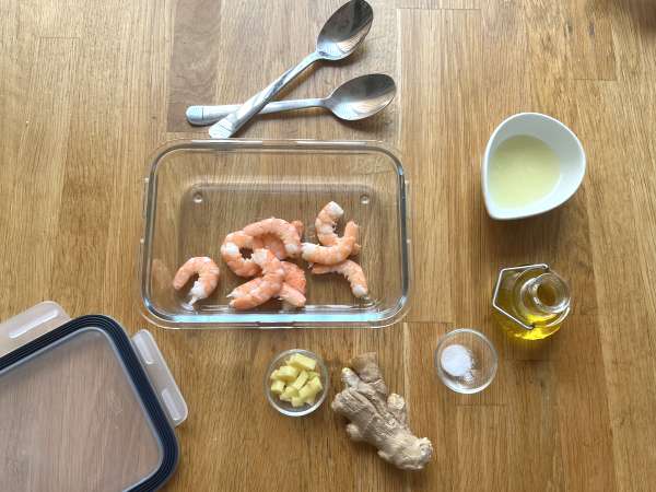 Salad nasi dengan udang, cukini, dan jahe - Persiapan langkah 2