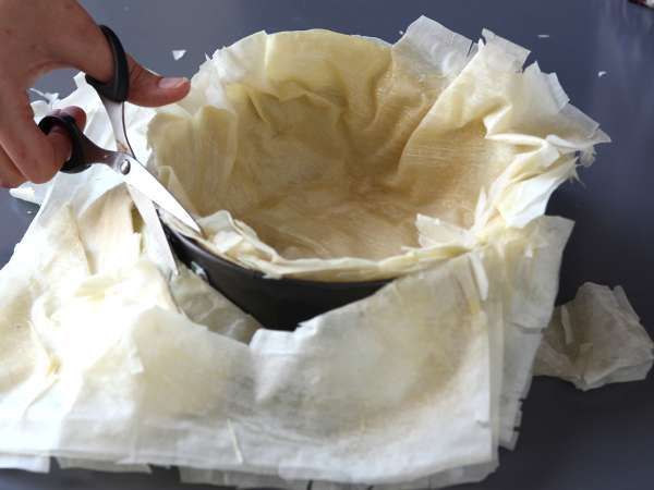 Kue keju bergaya baklava dengan pistachio, renyah dan meleleh - Persiapan langkah 2