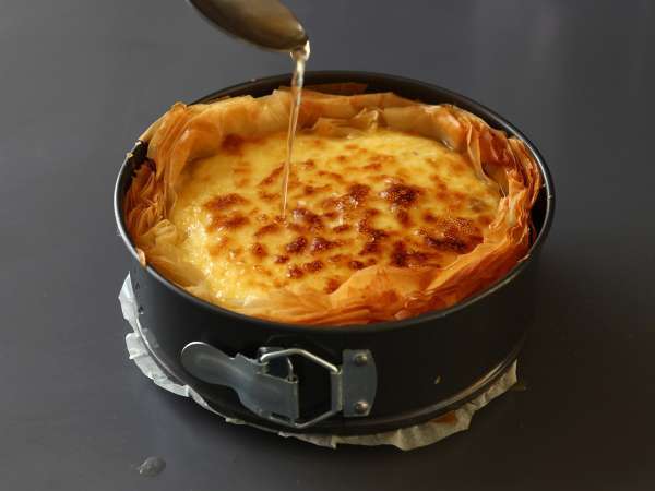 Kue keju bergaya baklava dengan pistachio, renyah dan meleleh - Persiapan langkah 9