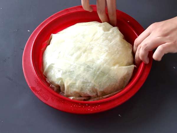 Spanakopita, pai Yunani yang super mudah dengan bayam dan keju feta - Persiapan langkah 8