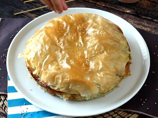 Spanakopita, pai Yunani yang super mudah dengan bayam dan keju feta - Persiapan langkah 9