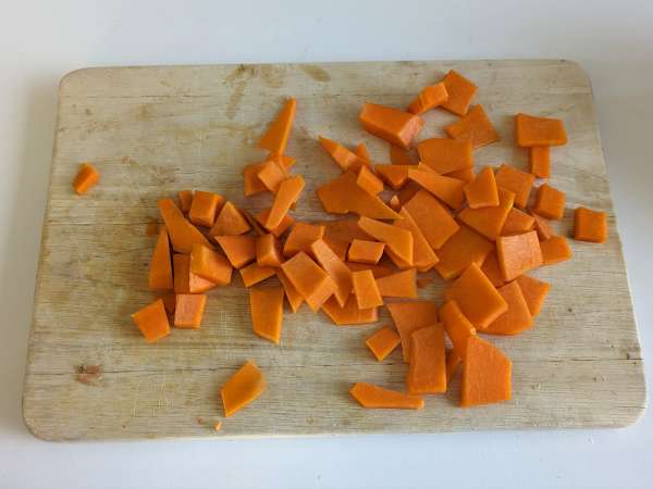 Pasta dengan labu dan sosis - Persiapan langkah 3