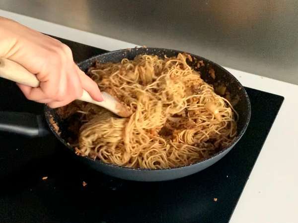 Wajan mie Cina (sayuran dan protein kedelai bertekstur) - Persiapan langkah 5