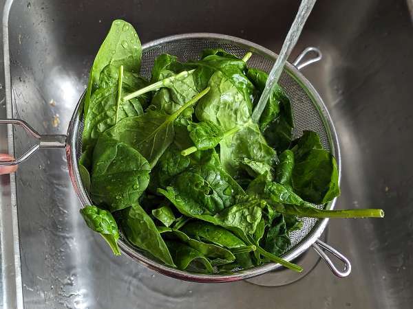 Omelet bayam, hidangan kedua vegetarian yang mudah dan lezat - Persiapan langkah 1