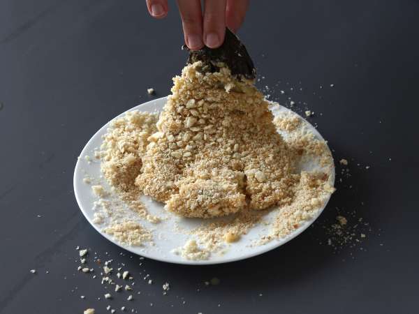 Terong dilapisi tepung roti dengan remah roti panko, kari Jepang ala katsu tapi vegetarian - Persiapan langkah 8