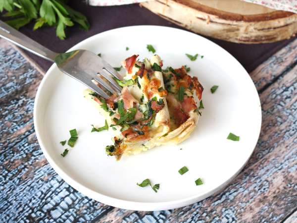 Apa yang harus dilakukan dengan tortilla Gaya kue crinkle ala ham, bayam, dan mozzarella gratin - Persiapan langkah 7