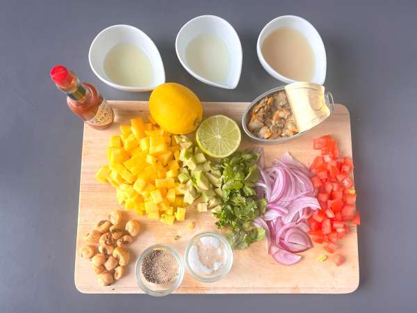 Ceviche dengan kerang kalengan - Persiapan langkah 1