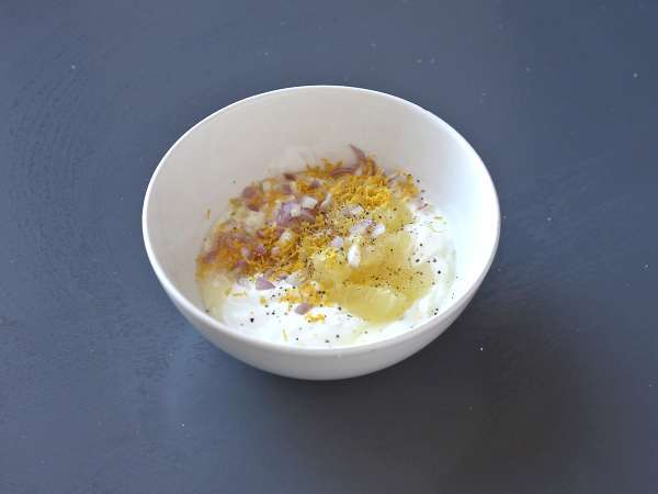 Tart salmon asap dengan bahan dasar kentang - Persiapan langkah 6