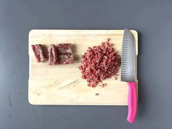 Tartar de fuet: versi ekspres dari steak tartar klasik - Persiapan langkah 1