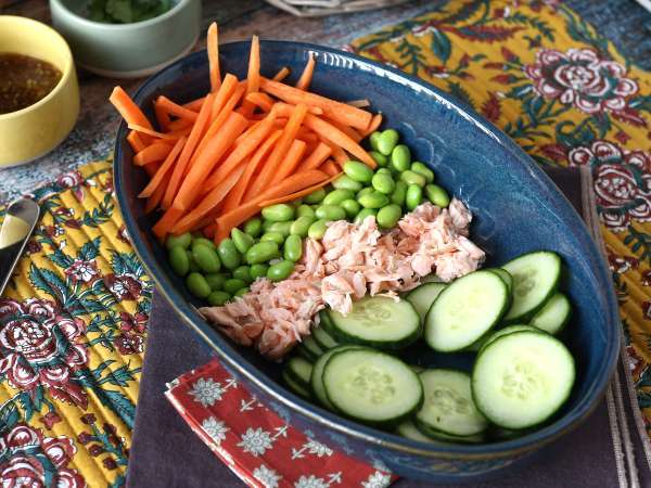 Salad nasi renyah salmon yang renyah dan pedas! - Persiapan langkah 6