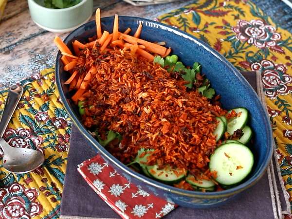 Salad nasi renyah salmon yang renyah dan pedas! - Persiapan langkah 7