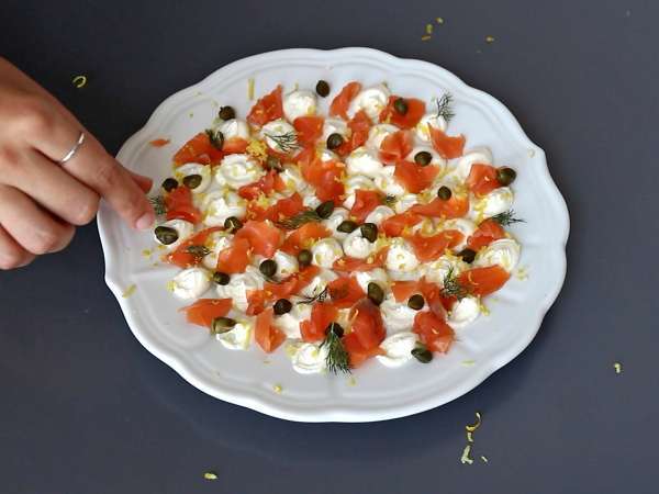 Olesan minuman beralkohol salmon asap - Persiapan langkah 4