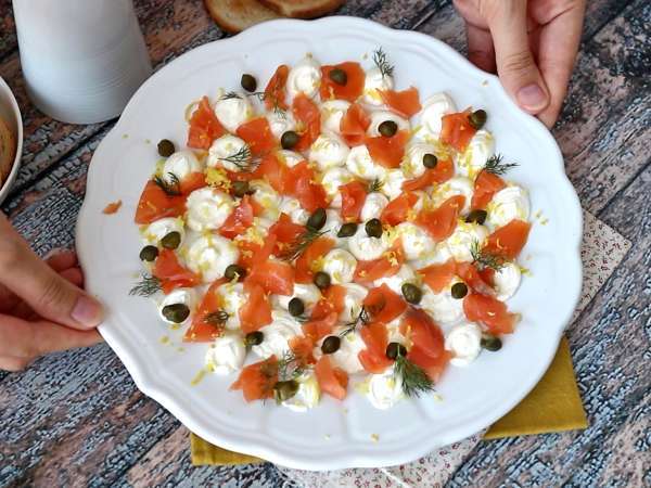 Olesan minuman beralkohol salmon asap - Persiapan langkah 5