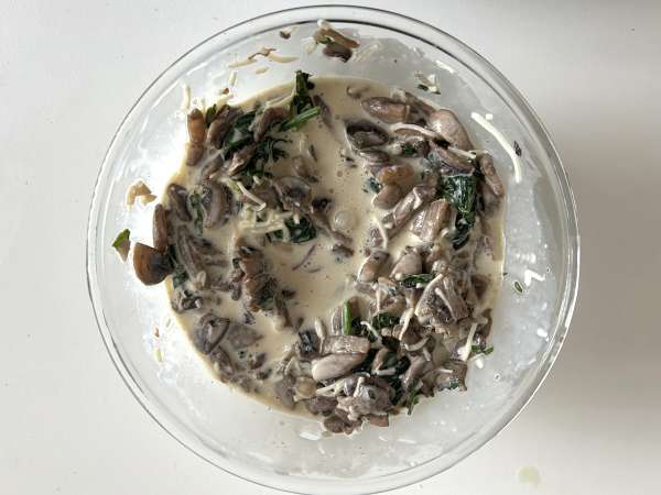 Bayam dan jamur flan - Persiapan langkah 9