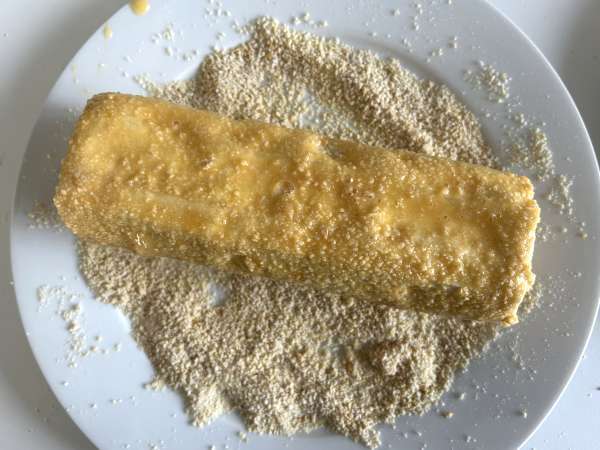 Roti panggang keju kambing yang renyah dan meleleh di mulut dilapisi tepung roti dengan Air Fryer: kenyamanan mutlak! - Persiapan langkah 5