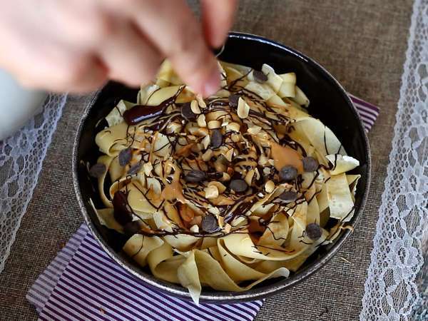 Pancake tagliatelle dengan cokelat dan kacang! - Persiapan langkah 7