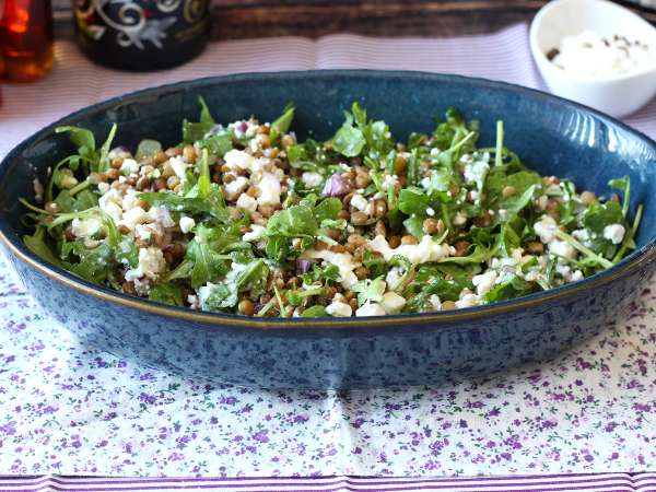 Salad lentil kaya protein dengan keju cottage, mudah dan cepat - Persiapan langkah 5