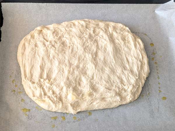 Focaccia pedesaan dengan bawang bombay dan rosemary - Persiapan langkah 8