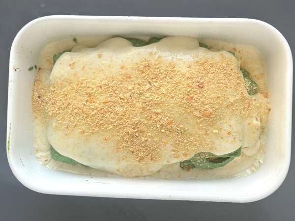 Lasagna vegetarian dengan bayam dan tahu, dimasak dengan Air Fryer - Persiapan langkah 8