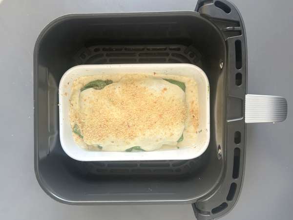 Lasagna vegetarian dengan bayam dan tahu, dimasak dengan Air Fryer - Persiapan langkah 9