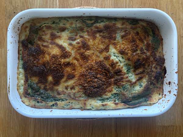 Lasagna vegetarian dengan bayam dan tahu, dimasak dengan Air Fryer - Persiapan langkah 10