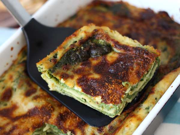 Lasagna vegetarian dengan bayam dan tahu, dimasak dengan Air Fryer - Persiapan langkah 11