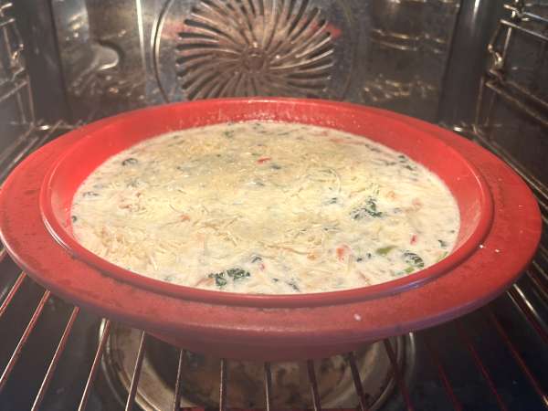 Quiche tanpa adonan dengan salmon, bayam, dan keju cottage - Persiapan langkah 8