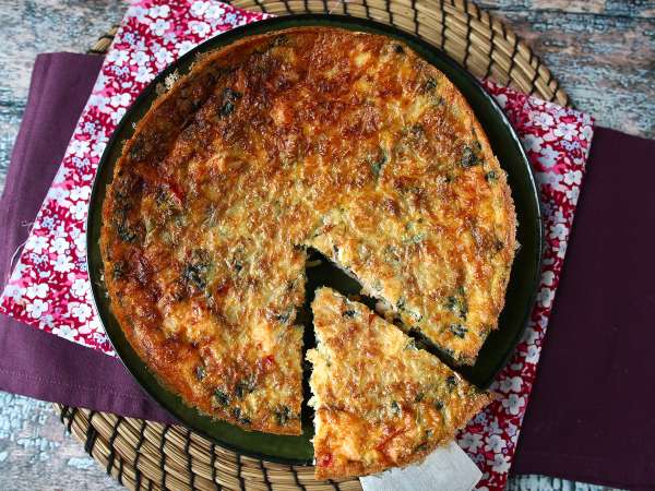 Quiche tanpa adonan dengan salmon, bayam, dan keju cottage - Persiapan langkah 9