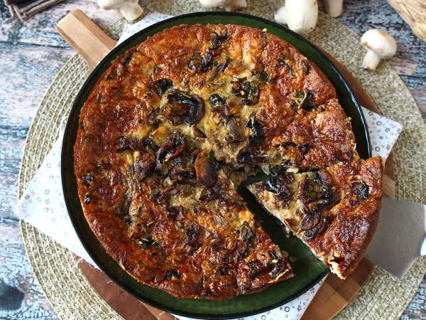 Quiche Tanpa Kulit dengan Jamur, Bacon, dan Cottage Cheese - Persiapan langkah 9