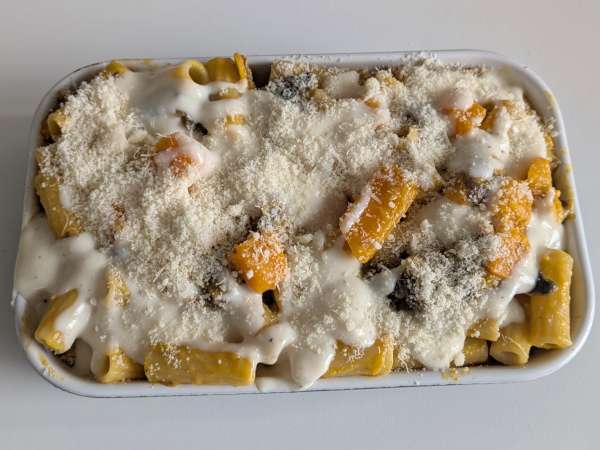 Pasta panggang dengan labu, jamur, dan saus bechamel - Persiapan langkah 9