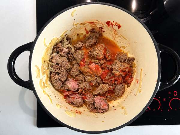 Hidangan labu satu panci dengan daging cincang: creamy dan menghangatkan hati - Persiapan langkah 3