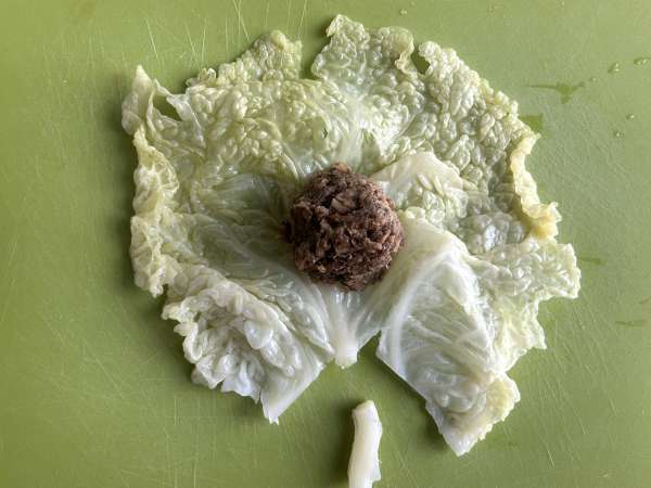Kubis isi vegetarian dengan jamur, nasi, dan miso - Persiapan langkah 6