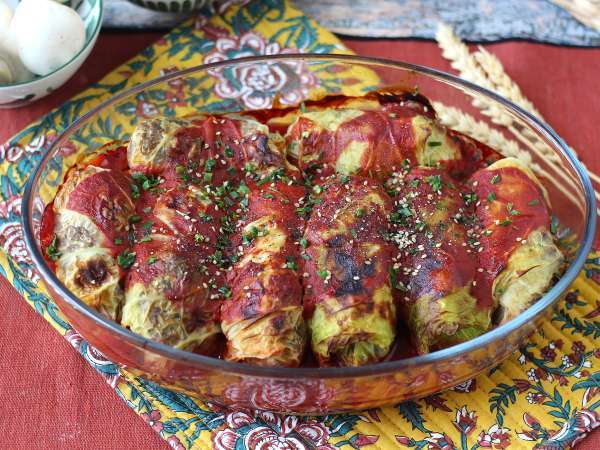 Kubis isi vegetarian dengan jamur, nasi, dan miso - Persiapan langkah 11