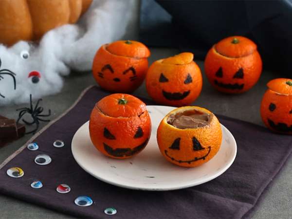 Jeruk Klementin Halloween dengan mousse cokelat - Persiapan langkah 6