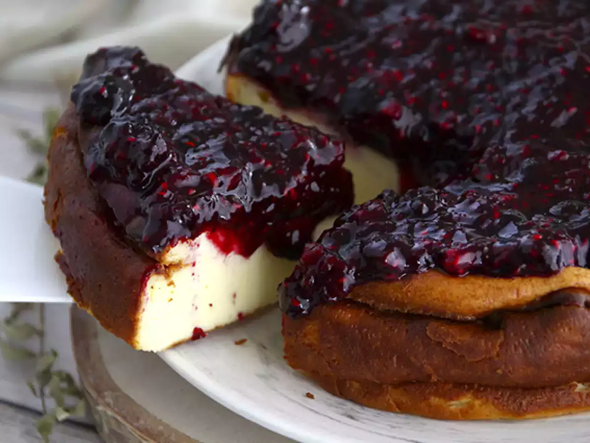 Cheesecake Susu Kental Manis dengan Kompot Buah Beri - foto 2