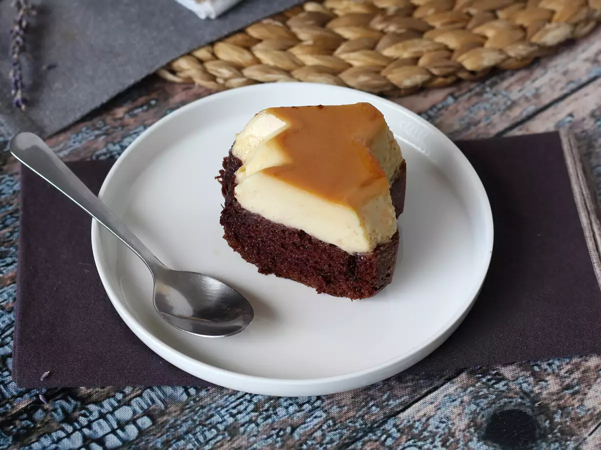 Choco flan: perpaduan sempurna kue cokelat lembut dan flan vanila karamel