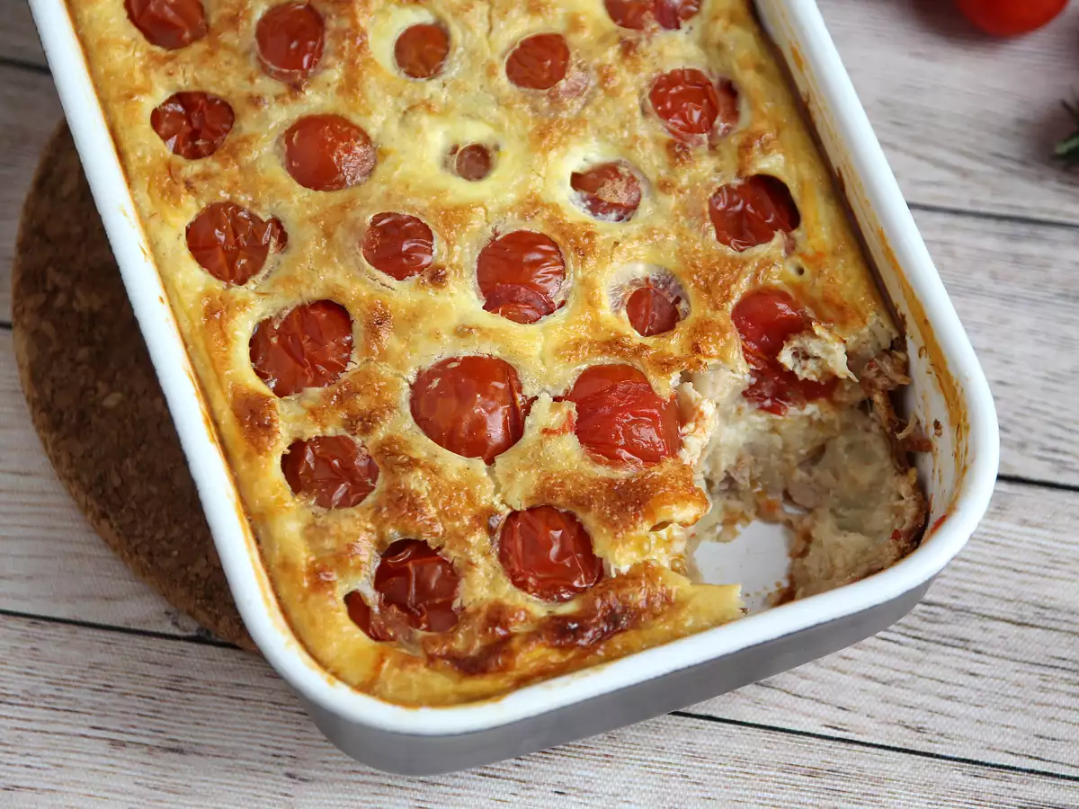 Clafoutis gurih dengan tomat ceri dan tuna - foto 4