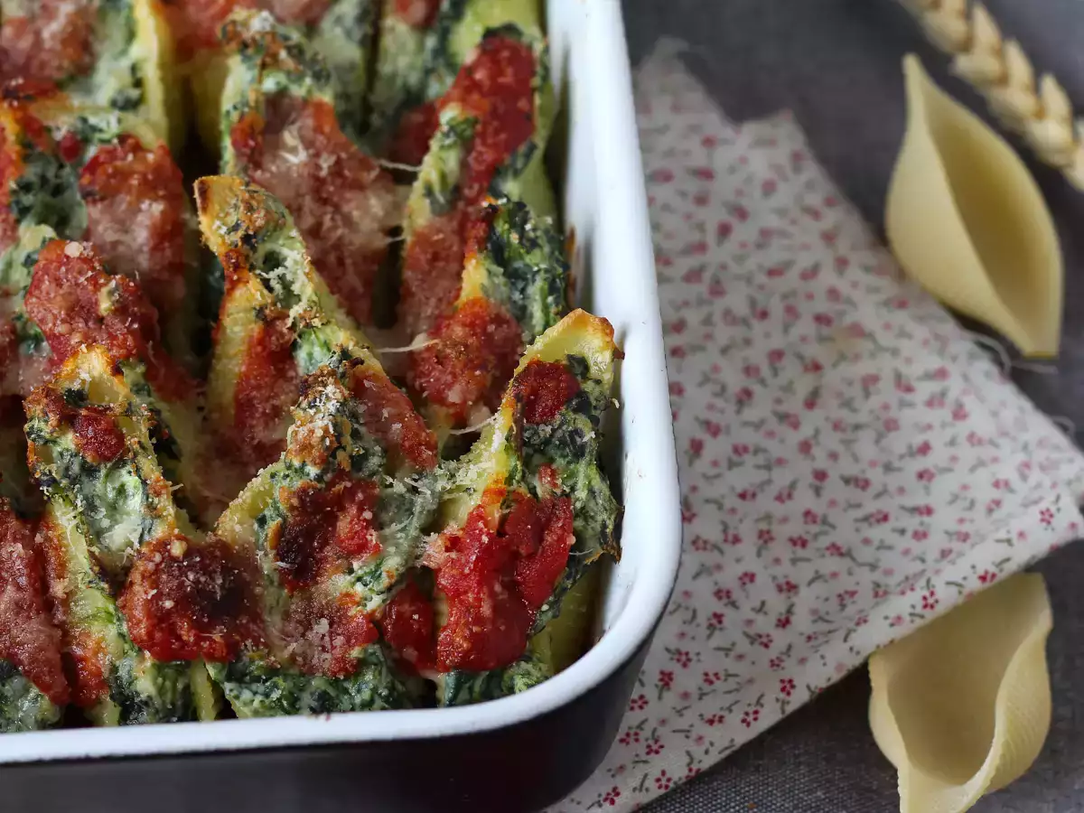 Conchiglioni Isi Ricotta dan Bayam: Hidangan Panggang Vegetarian yang Menggugah Selera - foto 4