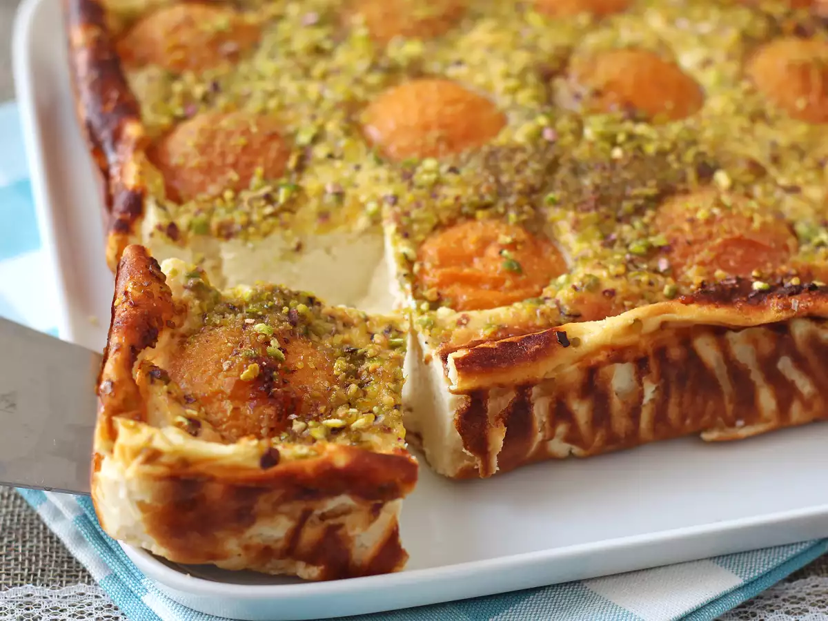 Flan cheesecake lembut dengan aprikot - foto 2