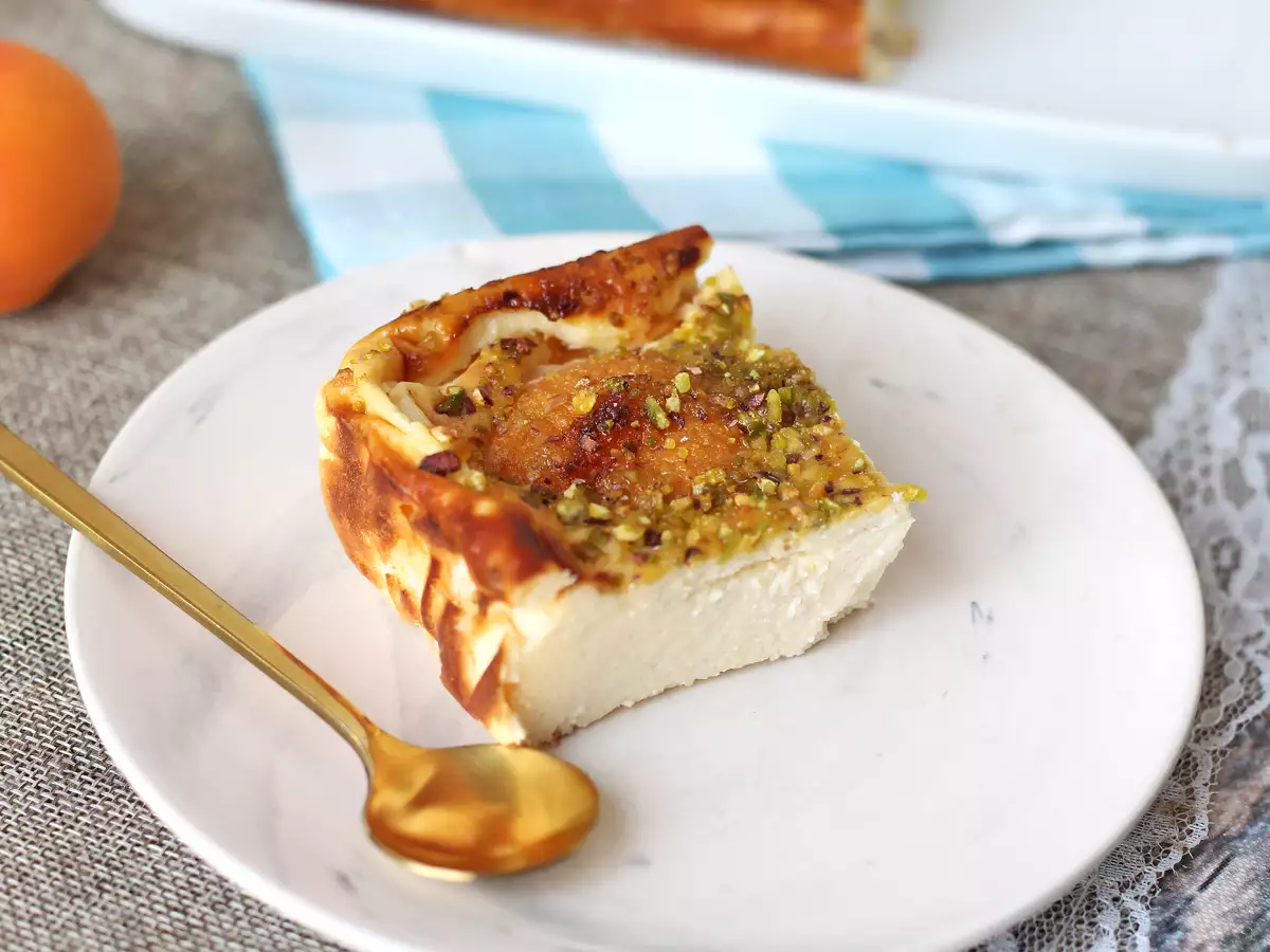 Flan cheesecake lembut dengan aprikot - foto 3