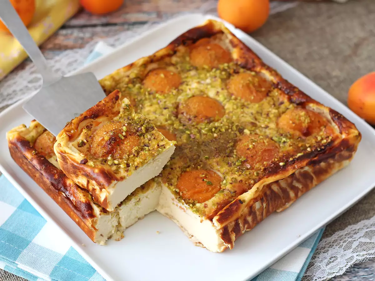 Flan cheesecake lembut dengan aprikot - foto 4