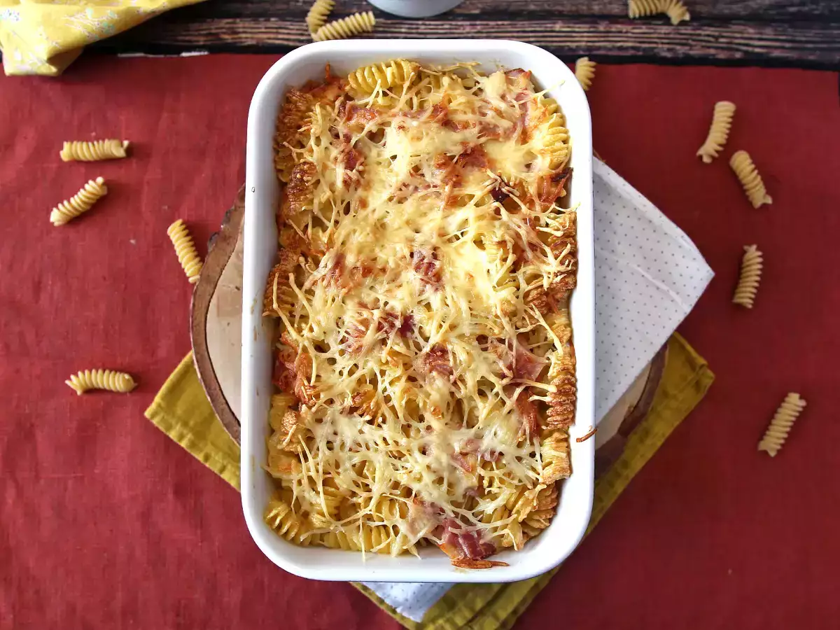 Gratin pasta ham dan keju di dalam airfryer - foto 3