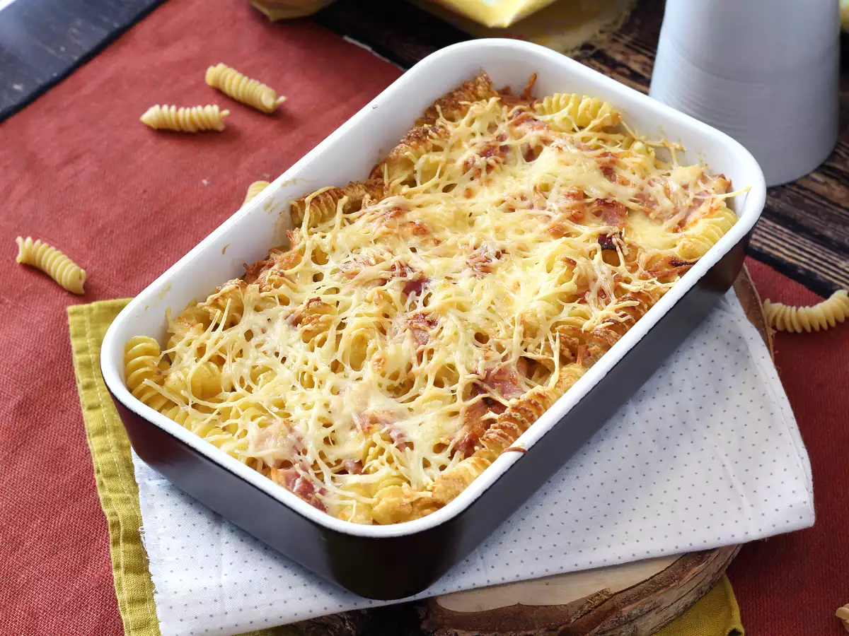 Gratin pasta ham dan keju di dalam airfryer - foto 6