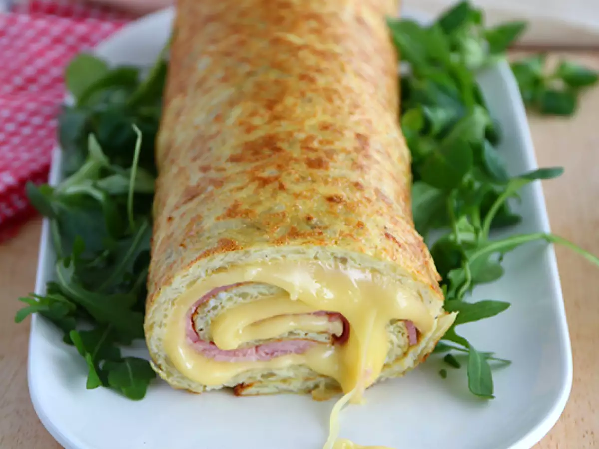 Gulungan Kentang dengan Keju Raclette de Savoie dan Ham
