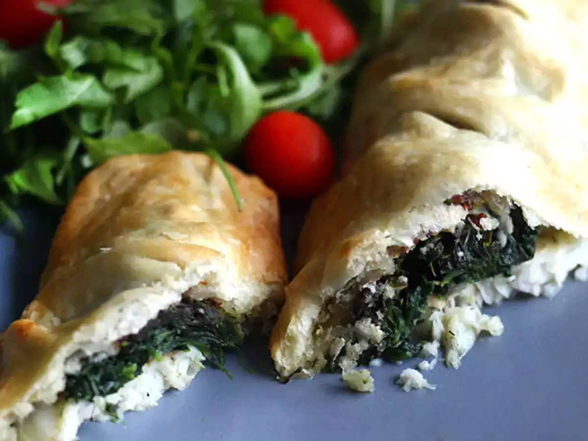 Hake dalam puff pastry dengan bayam - foto 3