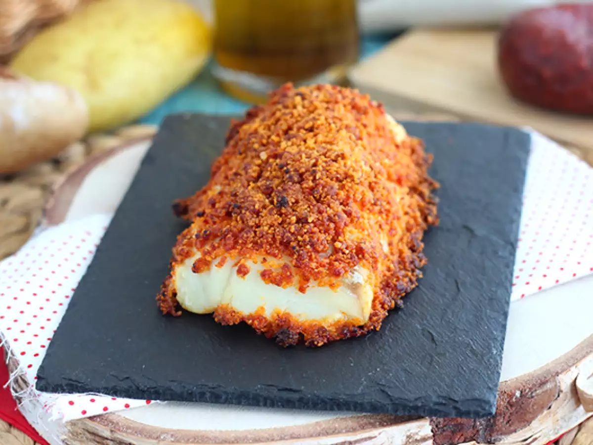 Ikan kod dengan lapisan chorizo
